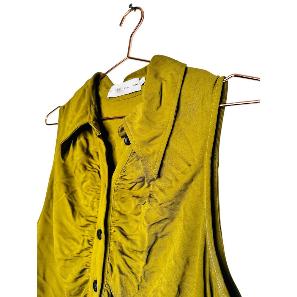 PROENZA SCHOULER WHITE LABEL Army Green Sleeveless Collared Button Front Top XL - Picture 6 of 11